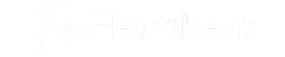 The logo for "Firm Heartbeat," featuring the word "Firm" in a white, handwritten cursive script, immediately followed by the word "Heartbeat" in a bold, white, sans-serif font.