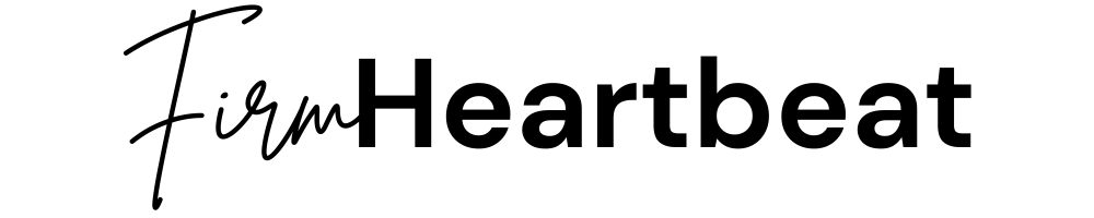The logo for "Firm Heartbeat," featuring the word "Firm" in a black, handwritten cursive script, immediately followed by the word "Heartbeat" in a bold, black, sans-serif font.