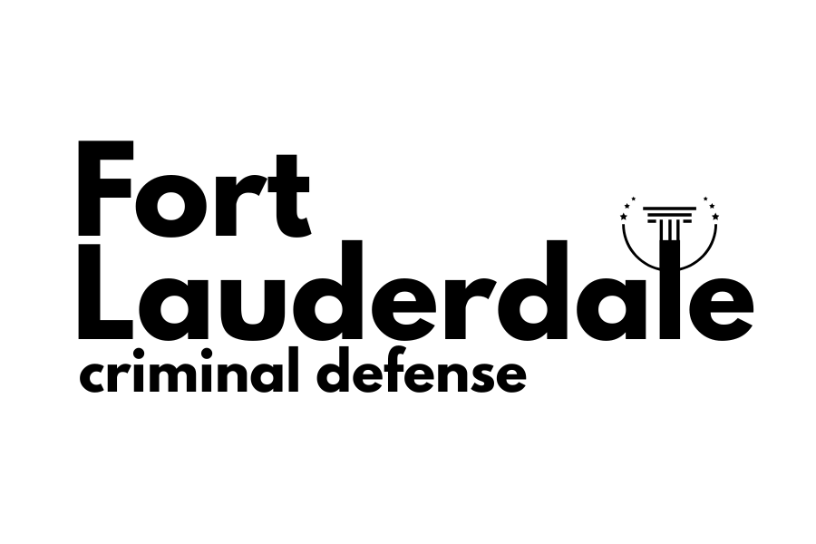 The modern logo for a Fort Lauderdale criminal defense law firm. The words "Fort" and "Lauderdale" are stacked in a large, bold, black sans-serif font. The 'l' in 'Lauderdale' is cleverly replaced by an icon of a classical column with six stars above it. Below, the words "criminal defense" appear in a smaller, lowercase font.